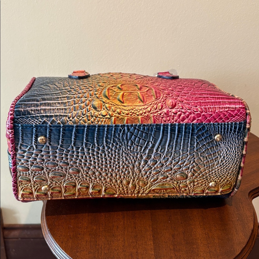 Croc Embossed Multicolor Satchel crossbody/ shoulder bag  Pink Gold Blue /goldto - Picture 10 of 17